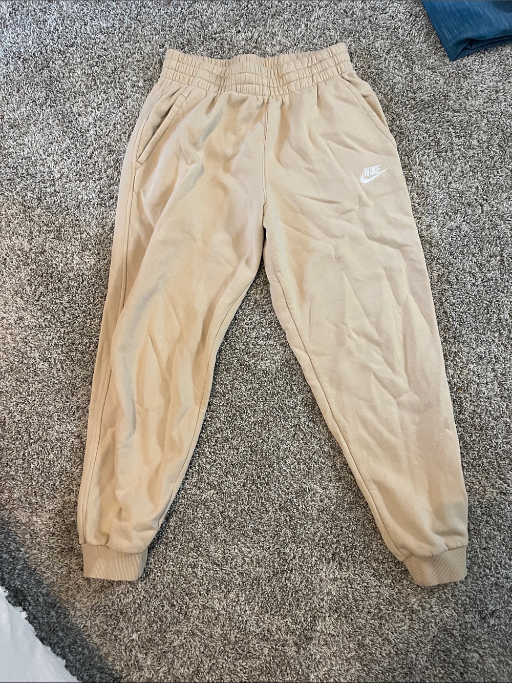 Nike Kids Beige Joggers with White Logo